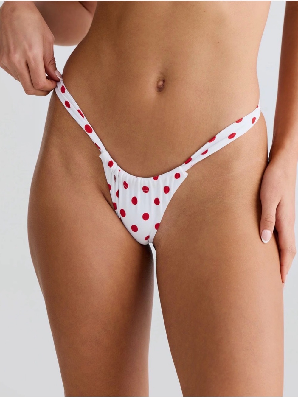 White and Red Polka Dot Bikini Top and Bottom Set